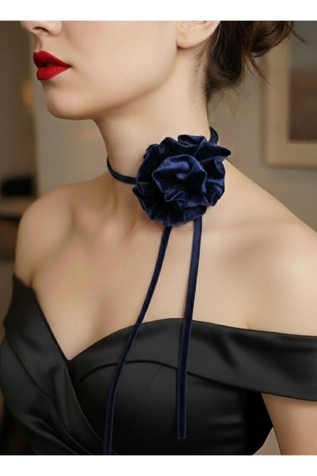 Kadın ipek kadife choker boyunluk kolye aksesuar