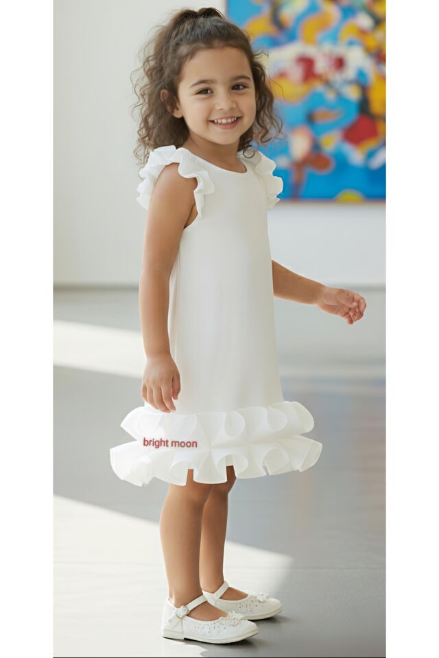 Kız çocuk fırfır detaylı elbise
