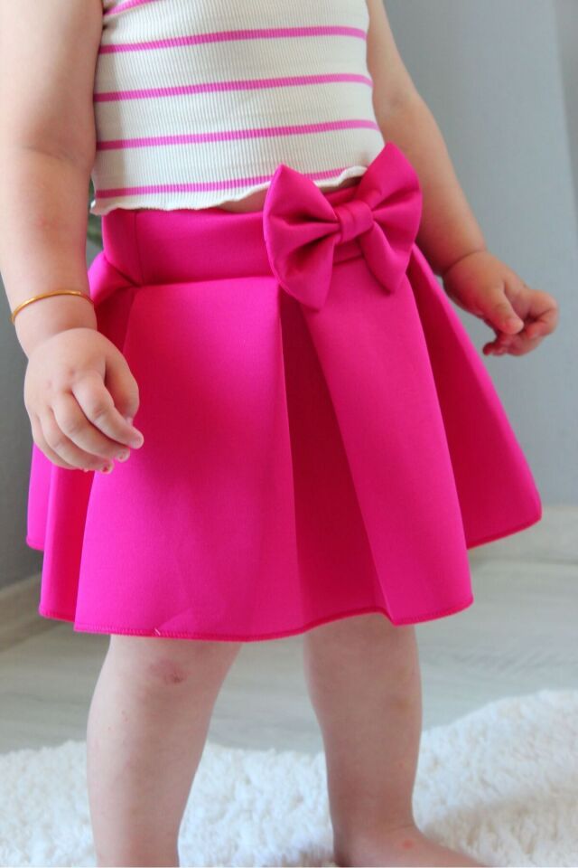 Kız çocuk 3 lü set etek crop bandana takımı