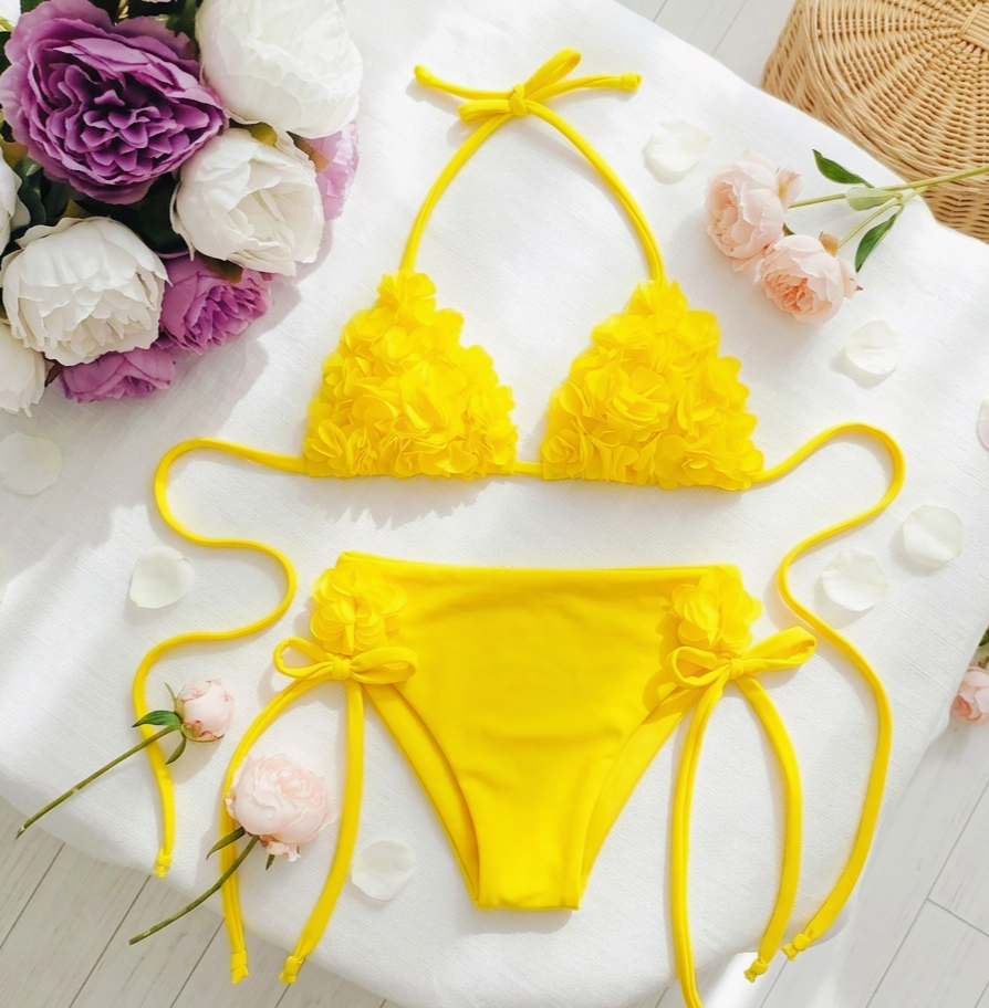 Kız çocuk özel tasarım çiçekli bikini takım
