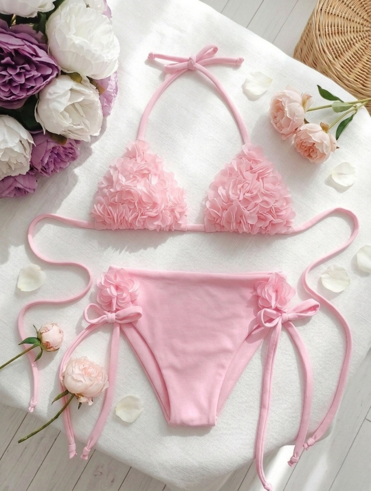 Kız çocuk özel tasarım çiçekli bikini takım