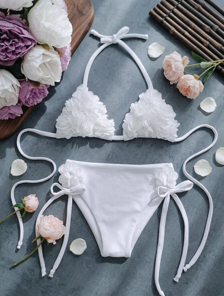Kız çocuk özel tasarım çiçekli bikini takım