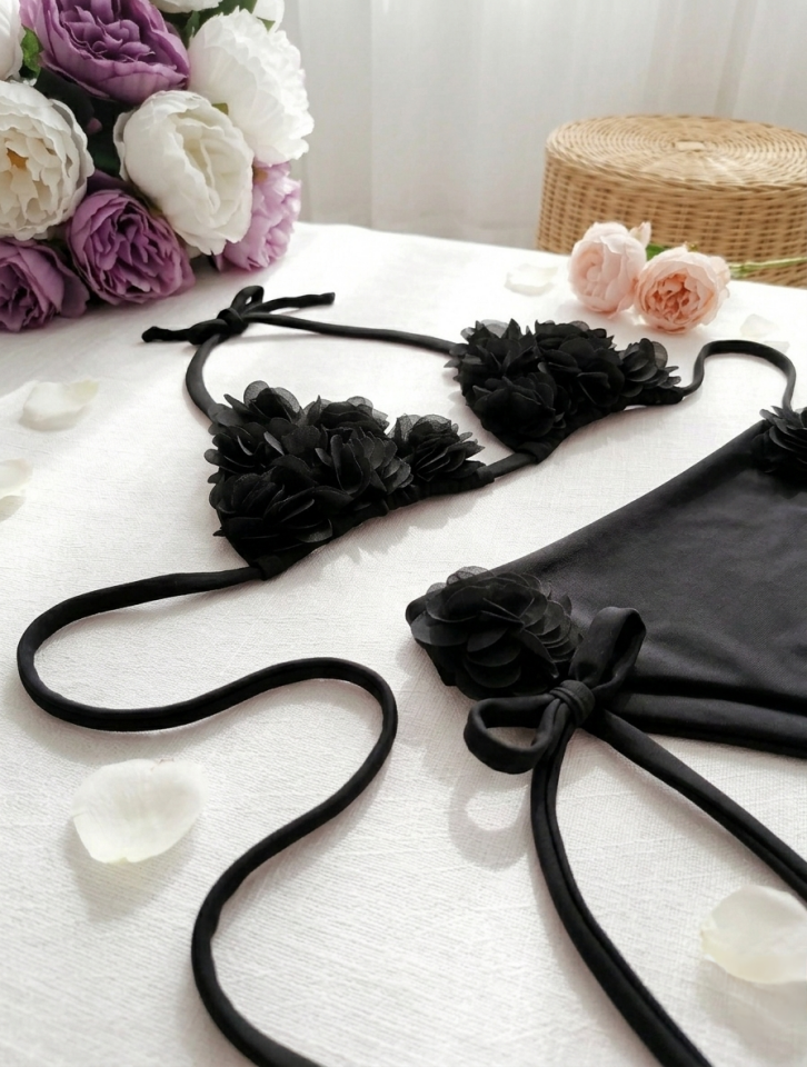 Kız çocuk özel tasarım çiçekli bikini takım