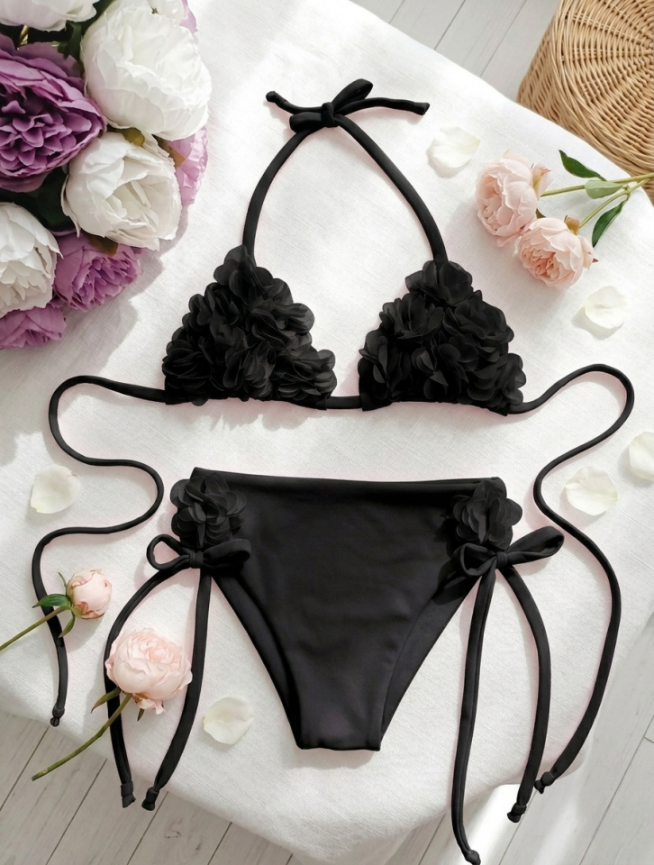 Kız çocuk özel tasarım çiçekli bikini takım